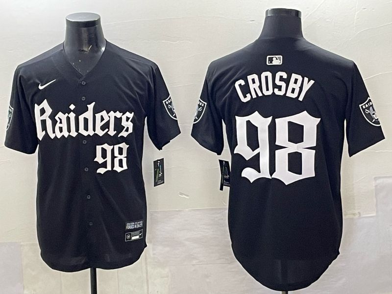Men 2025 Oakland Raiders #98 Crosby Black 6th generation Joint Name Nike Limited NFL Jersey style 05->los angeles angels->MLB Jersey